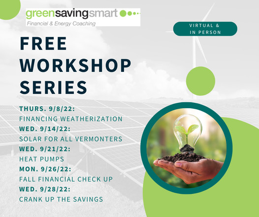 Join <a href="/GreenSavingVT/">GreenSavingSmart</a> this Wednesday 9/21/22 for a virtual workshop on heat pumps. Learn why they are a cost effective and environment-friendly choice for heating and cooling your space. Check out the website for more workshop information and to register: greensavingsmart.org/events-2