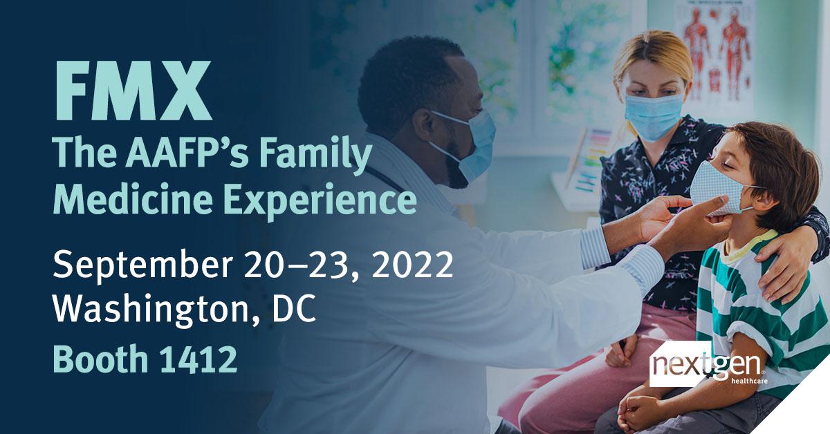 #NextGenHealthcare will be at Booth 1412 at the AAFP’s FMX next week! Come by our booth to learn about both NextGen® Enterprise AND NextGen® Office – no matter the size of your practice, we have a solution for you! Schedule a meeting: ow.ly/8vP61041RPJ #AAFPFMX