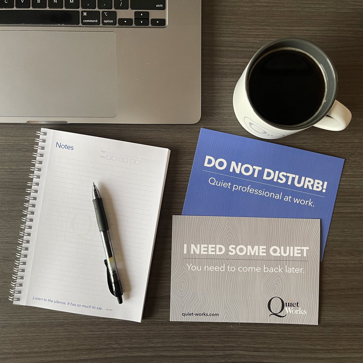 TheQuietWorkpl's tweet photo. How do you let your colleagues know you’re working and need silence? 
Some of the tools in our arsenal are these simple but clear signs that ask for silence. Place it someplace visible, and you’ll be amazed at its power to cut down on interruptions. #quietworks https://t.co/41pcYPT2qB