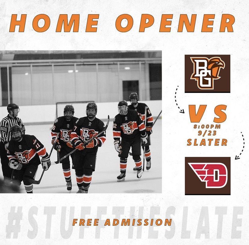 BGSUClubHockey's tweet photo. Come out and support the boys this Friday at the Slater Family Ice Arena! #StuffTheSlate https://t.co/G2Ve6AS8Qr