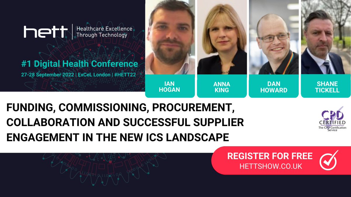 HETT Show (@hettshow) on Twitter photo Join "Funding, Commissioning, Procurement, Collaboration and Successful Supplier Engagement in the New ICS Landscape" at #HET22
<a href="/irhogan/">Ian Hogan</a> <a href="/NCAlliance_NHS/">Northern Care Alliance NHS Foundation Trust (NCA)</a> Anna King <a href="/HINSouthLondon/">Health Innovation Network South London</a> Dan Howard
Dan Howard, Crown Commercial Service@ShaneTickell <a href="/IHM_tweets/">IHSCM 💚💙🏳️🌈</a>
hubs.la/Q01mJlP30 Join "Funding, Commissioning, Procurement, Collaboration and Successful Supplier Engagement in the New ICS Landscape" at #HET22
<a href="/irhogan/">Ian Hogan</a> <a href="/NCAlliance_NHS/">Northern Care Alliance NHS Foundation Trust (NCA)</a> Anna King <a href="/HINSouthLondon/">Health Innovation Network South London</a> Dan Howard
Dan Howard, Crown Commercial Service@ShaneTickell <a href="/IHM_tweets/">IHSCM 💚💙🏳️🌈</a>
hubs.la/Q01mJlP30