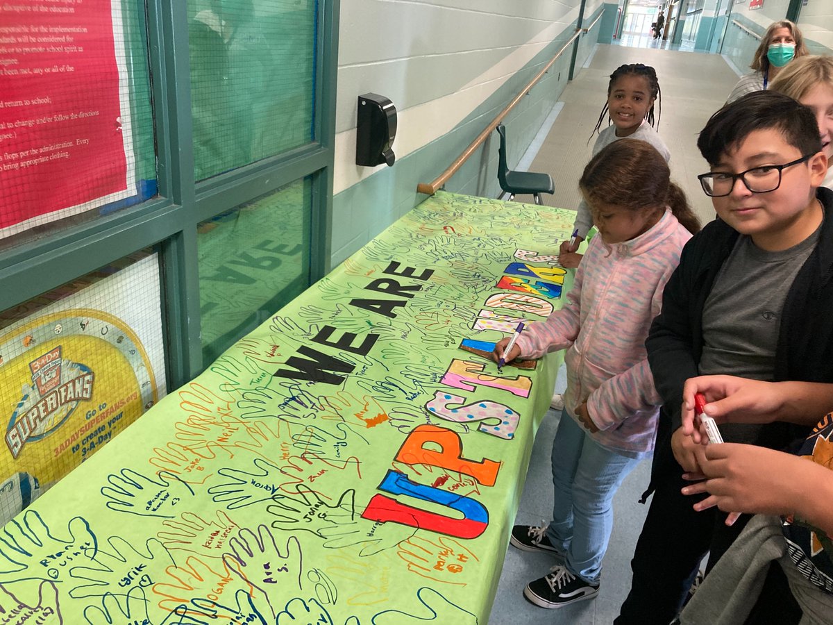 Upstander Tuesday! Upstander Banners created by each grade level at SMS #SandyHookPromise #StartWithHello #StartWithHelloWeek