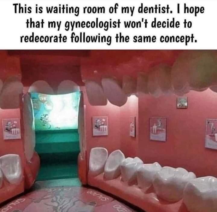 @njterrie @TeeterA5 @graceslick77 @AfterAlanAsher @eclexia @backwater_t @NaphiSoc @sportsterchic @Pen_Bird @ScottsHusband @stevembrew @LadyGloriousjax @Jeanabella @foggybottomgal @Richpf #TuesdayFunny 🤣🤣🤣 not my dentist… lol thankfully 🤦‍♀️🤣👏👍🤣🤣🥴