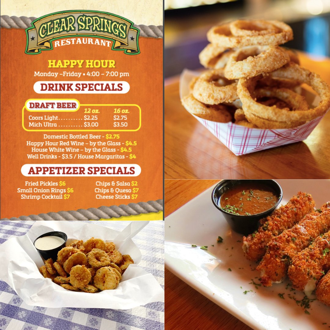 ClearSpringsTyl's tweet photo. Stop by and see us for happy hour!π We have some great specials available.π₯ Monday-Friday 4-7pm.
#tylertx #tylertexas #whitehousetx #easttx #etx #easttexas #tylerfoodie #eatlocaltyler #clearspringstyler https://t.co/OzjTsr3iXQ