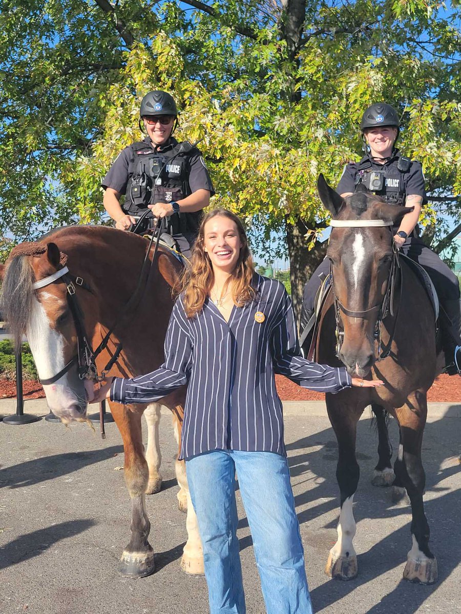 TPSMounted's tweet photo. Many special people (and horses) out today to kick off @TimHortons #SmileCookie fundraiser. 💯 of the $ go 2 local charities. Carleton the Bear and Canada’s most decorated Olympian @OleksiakPenny was out to help #PHDraper and #PHDavis sell some cookies #cookiesmakeyouswimfaster https://t.co/UFeXUYip9c