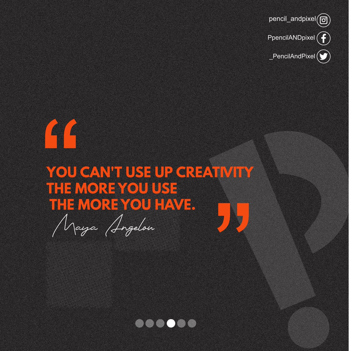 You cannot use up creativity.
The more you use, the more you have- Maya Angelou
#graphicdesignquote #designwithus #beinspired