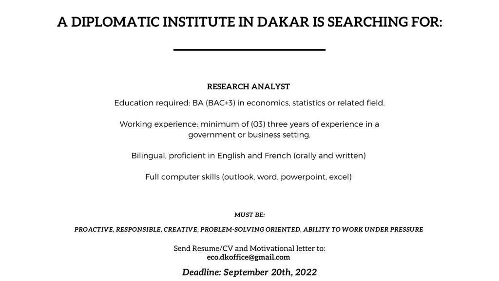 jalybadiane's tweet photo. #AlertJob Une représentation diplomatique à #Dakar recrute !
Postulez / Partagez👇👇👇 https://t.co/qPJxwy2MtR