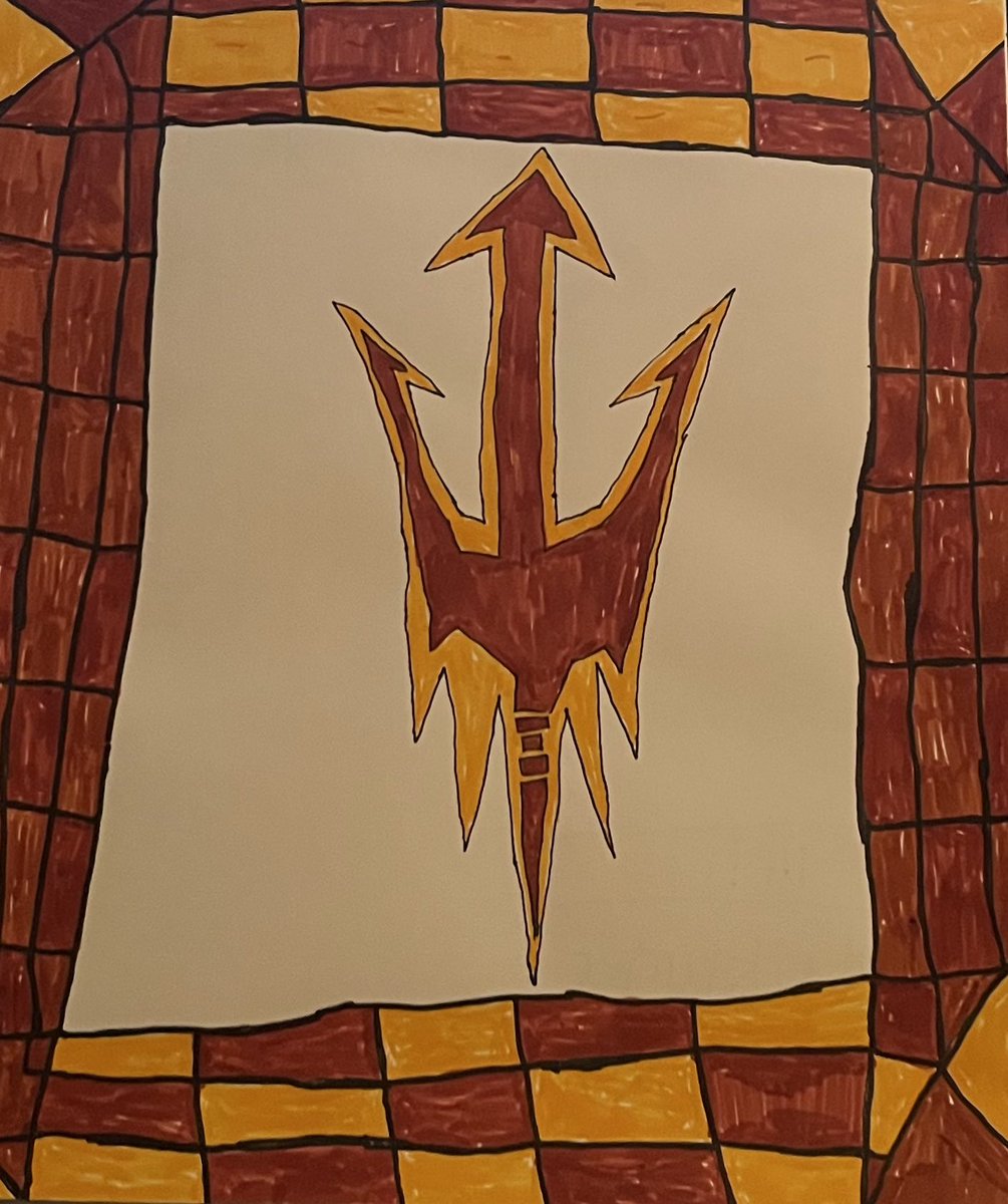 sundevilemily's tweet photo. My new piece of art #sundevils #ForksUp #2022art #sundevilemilysart #FANART #godevils #arizonastate #septemberart #asuart #handdrawn https://t.co/IpwZVcLMVt