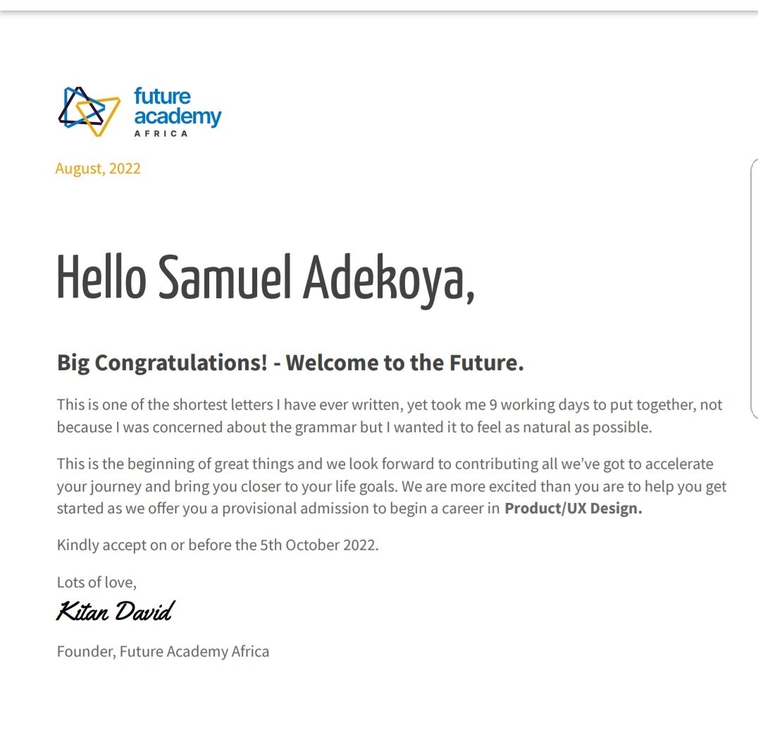 BlvckWred's tweet photo. I feared for a moment that this would be one of those rejection mails I usually get...๐ So glad to be accepted into @futureacademyaf I look forward to what the future holds.
#futureofworkafrica #faa #faascholar #futureacademyafrica https://t.co/4qLFLAJHnt