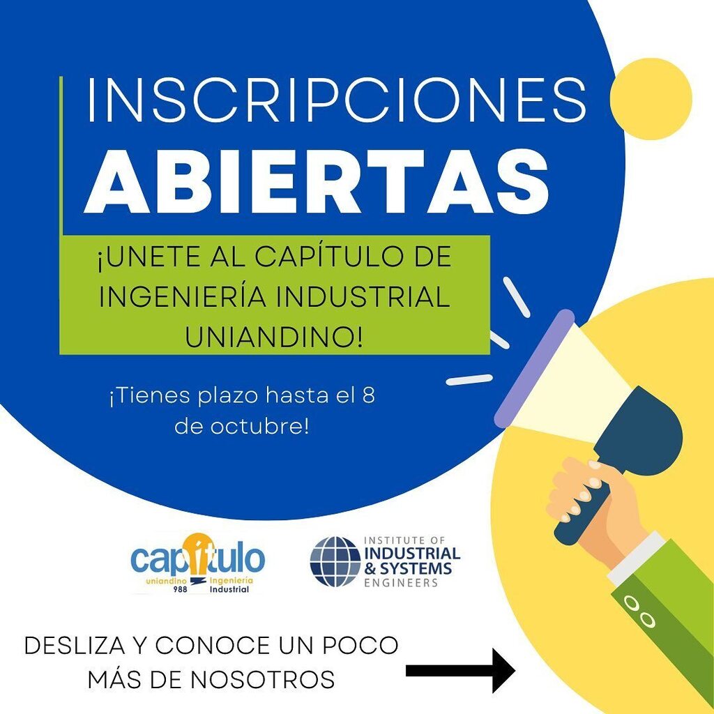 IISEUniandes's tweet photo. ¿Quieres ser parte del capítulo de ingeniera industrial uniandino? 🚨Inscripciones abiertas🚨 ¡Llena el forms en nuestra descripción, tienes plazo hasta el 8 de octubre! ¡Te esperamos!💡 https://t.co/fA7tzHXB4D https://t.co/zWw07x8Fg6