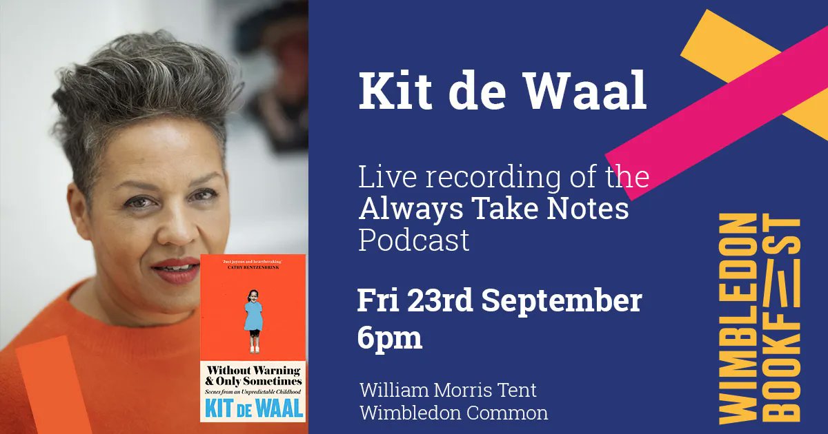 We're doing a live recording of Always Take Notes this Friday at @Wimbookfest! We'll be interviewing @KitdeWaal, the author of “My Name is Leon” and “Without Warning and Only Sometimes”. Come along! Tickets are here: buff.ly/3RZgfvV