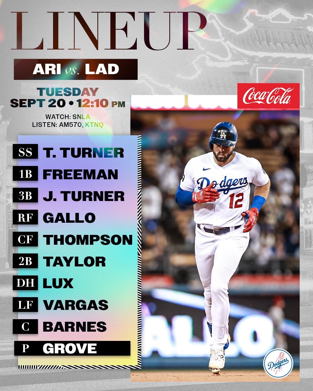 Los Angeles Dodgers on X: Today's #Dodgers Game 1 lineup vs. D