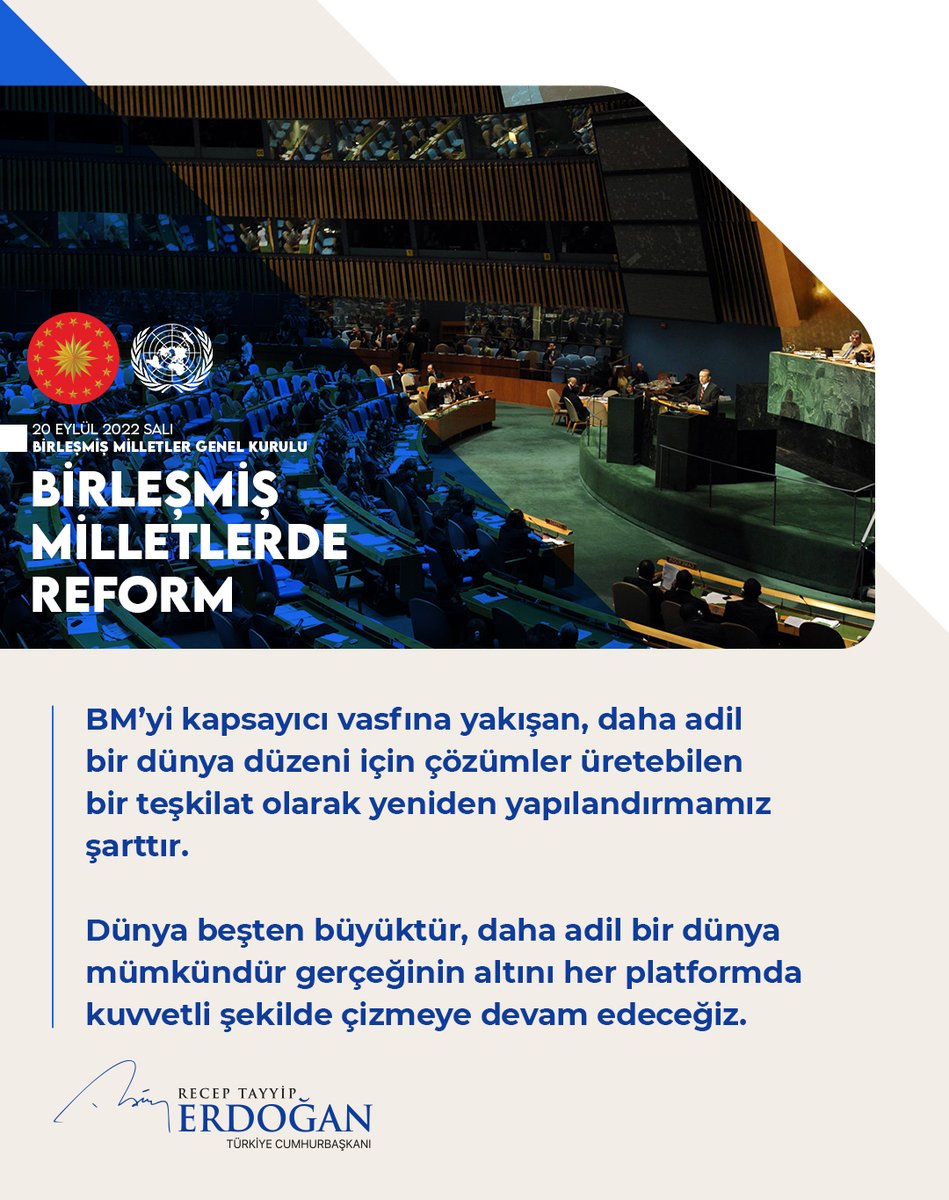 Dünya beşten büyüktür, daha adil bir dünya mümkündür gerçeğinin altını her platformda kuvvetli şekilde çizmeye devam edeceğiz. #UNGA