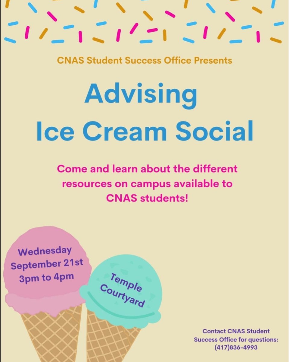 MoStateRobotics's tweet image. Who doesn&apos;t love ice cream? Join us this Wednesday for the @CNASatMSU Advising Ice Cream social! #gomaroon