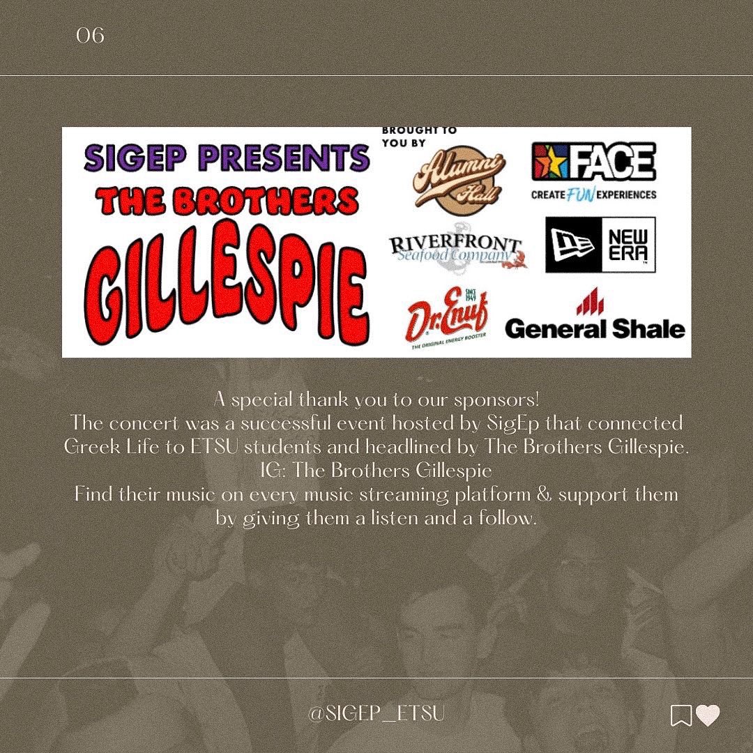 SigEpETSU's tweet photo. 𝘚𝘪𝘨𝘌𝘱 𝘊𝘰𝘯𝘤𝘦𝘳𝘵 

Take a look back on August 31st when we hosted an ETSU concert for students to rock out to The Brothers Gillespie

Thank you to everyone that showed up, as we had nearly 300 people in attendance

Follow The Brothers Gillespie and support their music https://t.co/F6Ut3cRRmq