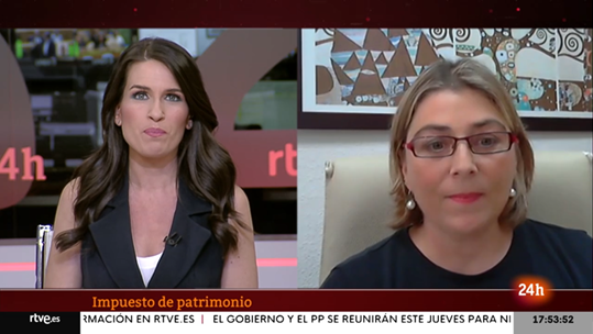 AEDAF_Andalucia's tweet photo. Marina García, delegada territorial de #AEDAF en Andalucía-Sevilla y Extremadura, está en directo en el Canal 24 horas de 
@rtve, analizando el #Impuesto sobre el #Patrimonio y lo último de la fiscalidad en #Andalucía

Sigue su entrevista en👇
https://t.co/eXvcEWf38J

#tax https://t.co/7sMBQViHjt