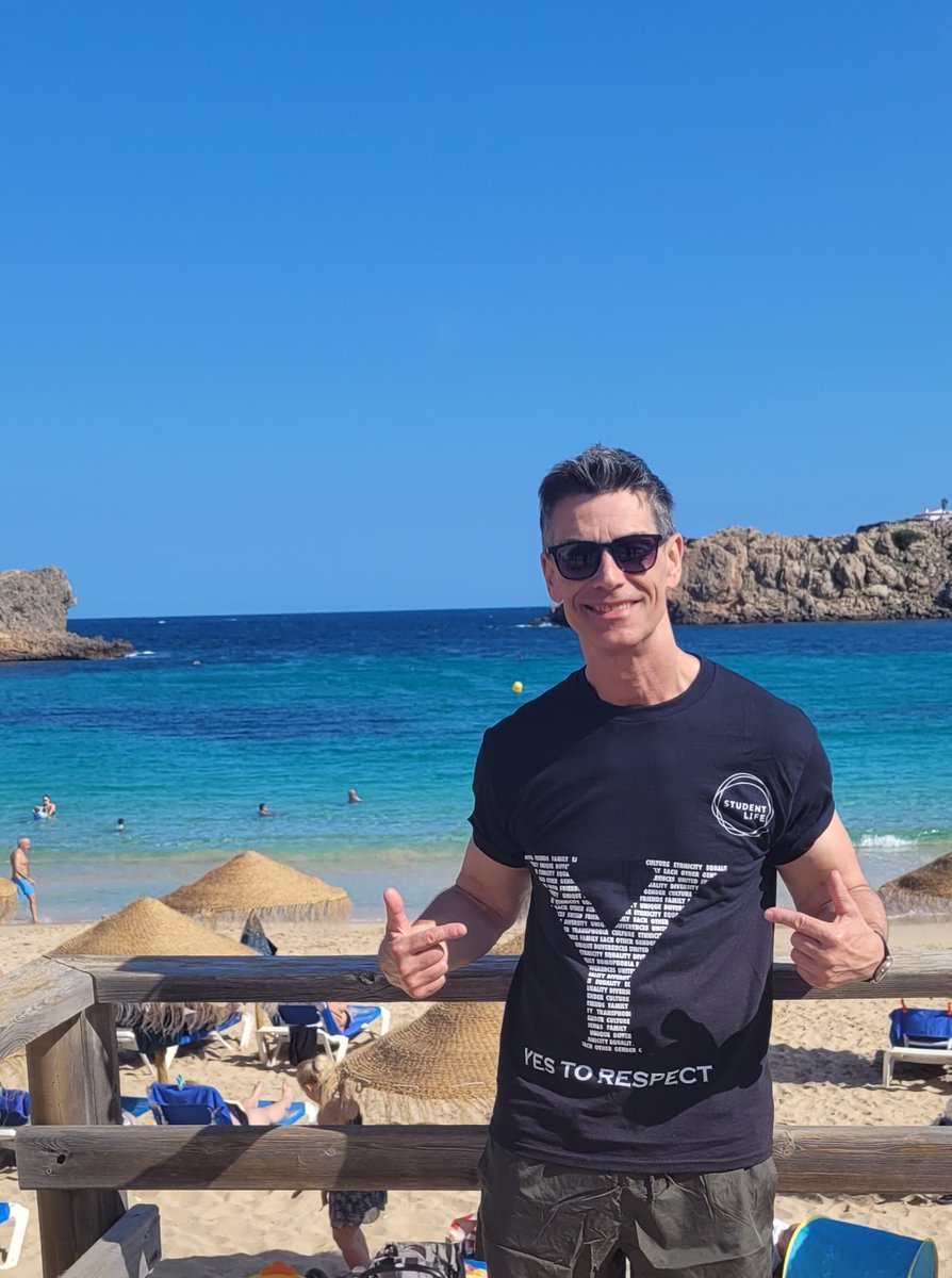 Mal_Fitzgerald's tweet photo. Hola from Menorca. I hope all the students are getting settled in at @TeessideUni. Eveyone has the right to feel safe and included; so say Yes to Respect #yestorespect  see you soon! https://t.co/6tPs5ehQnM
