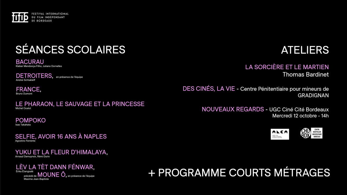 fifib33's tweet photo. {FIFIB JEUNES}
Projections qui s’adressent aux publics scolaires, aux jeunes de quartiers prioritaires, aux publics éloignés d’une certaine offre culturelle et aux adultes souhaitant bénéficier d’une formation en cinéma.
@passeursdimages
#FIFIB2022 https://t.co/3dkJdx0apU