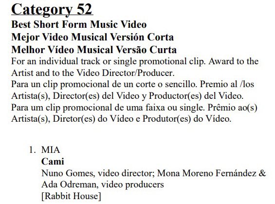 CamiGallardoBR's tweet photo. Cami foi indicada ao @LatinGRAMMYs na categoria "Melhor Vídeo Musical Versão Curta". Essa é sua terceira indicação na premiação, desejamos boa sorte. https://t.co/u2RStsDyEW