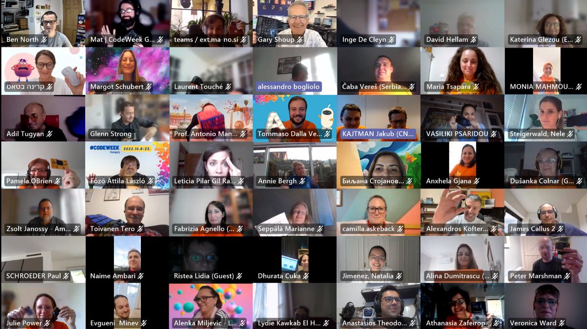 CodeWeekEU's tweet image. Getting ready for our 10th Anniversary. We have just asked the participants at our Community meeting to find something that reminds them of #CodeWeek. They had 30s. Can you find all the robots, keyboards and even a pinguin? #CodeWeek10