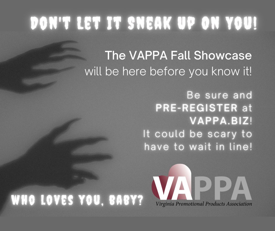 Exhibit in Richmond: vappa.biz/event-4814069
Attend (Distributors): vappa.biz/event-4814175
Invite Clients: vappa.biz/event-4872697
Pinnacle Awards on 10/5 in Richmond: vappa.biz/event-4972515
Peer to Peer Panel Discussion on 10/6: vappa.biz/event-4972501