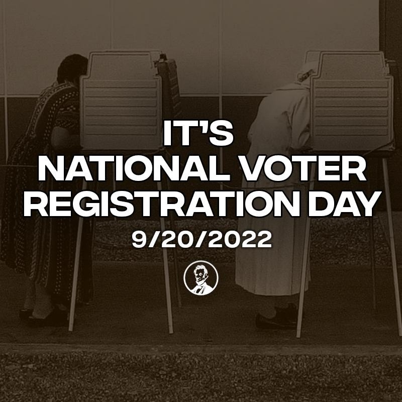 Today is #NationalVoterRegistrationDay 

If you recently moved, changed your name, became a citizen, or haven't already registered to vote this year - today is a GREAT day to make sure you’re ready to vote in November! Make sure your info is up to date at Vote.gov