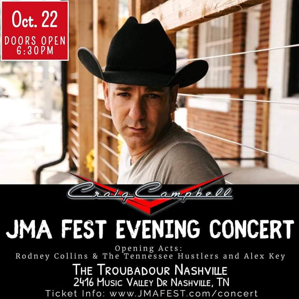 ALMOST GONE! Tickets will not be available for purchase at the door so make sure to get your tickets now to our closing concert headlined by <a href="/craigcampbelltv/">Craig Campbell</a> during our 1st Annual JMA Fest on October 22nd. 🎟 Tickets available at JMAFest.com/concert.
