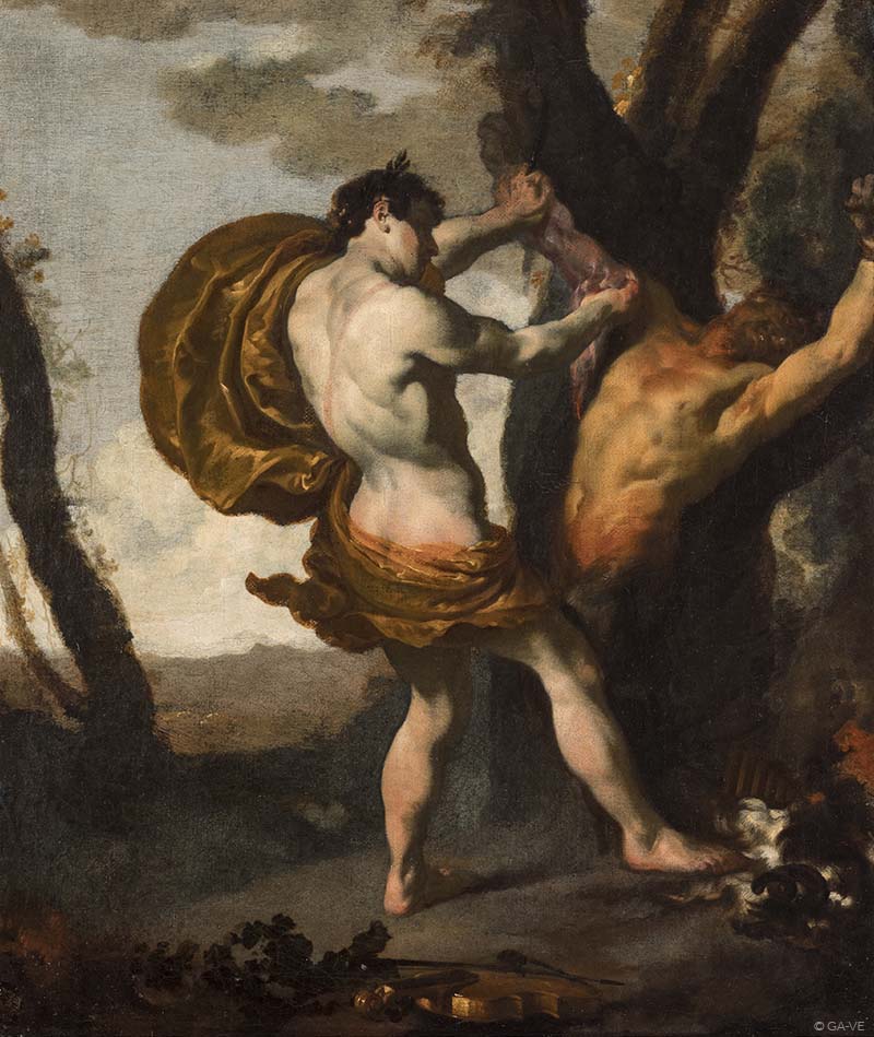 ColeccionMMoret's tweet photo. ¿Hay belleza en el sufrimiento?
¿Nos fascina, nos conmueve o nos espanta?
Johann #Liss. #Apolo y #Marsias. Óleo sobre lienzo, h. 1627. Gallerie dell'Accademia di Venezia. https://t.co/P7ptSxuJLf