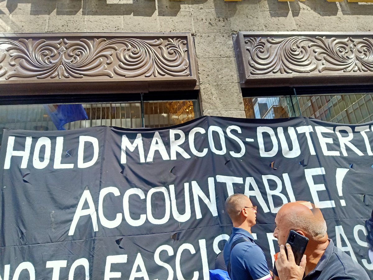 jamzbonifacio's tweet photo. Joining the protest here in NY ahead of Marcos Jr.'s speech at the UN General Assembly. No climate justice under Marcos-Duterte!
Ang tao, ang bayan, ngayon ay lumalaban! #ML50 #RejectMarcos https://t.co/zh59bqrgPr