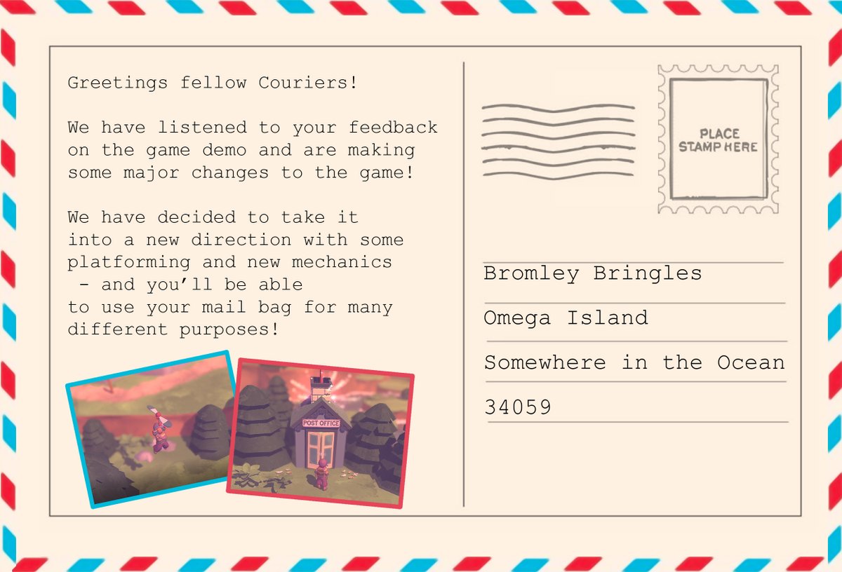 TheCourierGame's tweet photo. 📨 YOU'VE GOT MAIL 📨

We unfortunately need to delay The Courier to 2023.

We heard your feedback and want to create the best game we know we can. We're so sorry for the delay and hope to provide more frequent updates in the future! https://t.co/RExhl3XZEL