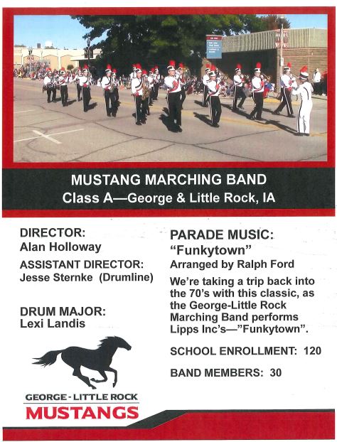 The GLR Marching Band will compete in the 71st Tri-State Band Festival in Luverne Sat, Sept 24th. Parade starts at 9:30 on Main Street!