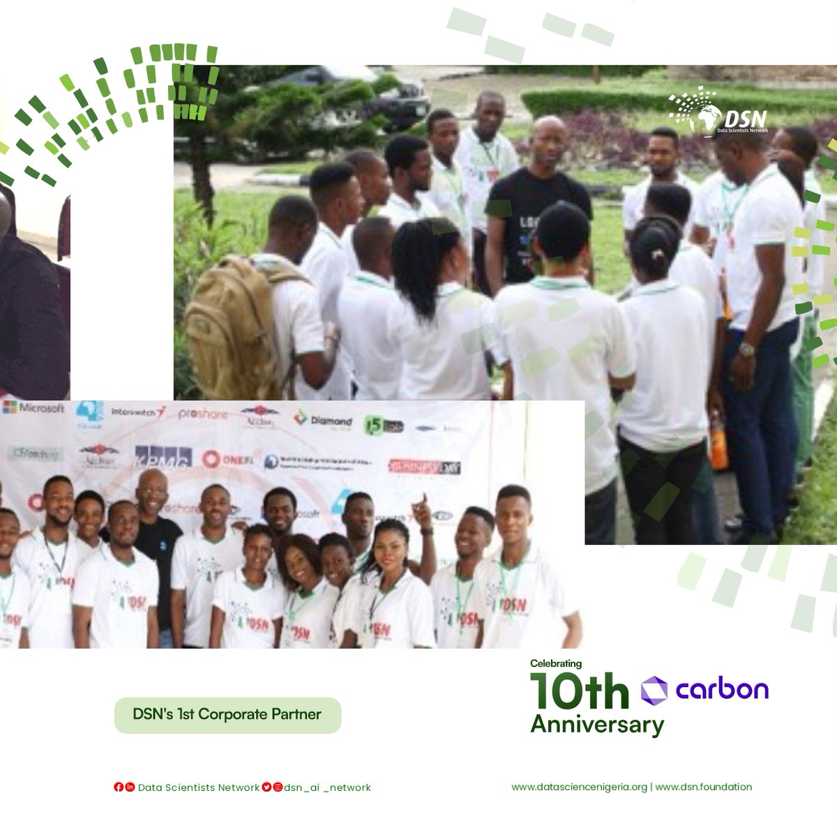 dsn_ai_network's tweet photo. Congratulations, @get_carbon, on your 10th anniversary!

We appreciate you as our first AI Bootcamp partner in 2017.

Thanks for believing in the vision, which has evolved to become Africa's foremost AI learning, research &amp; solution delivery network. https://t.co/XoLUJXAueg