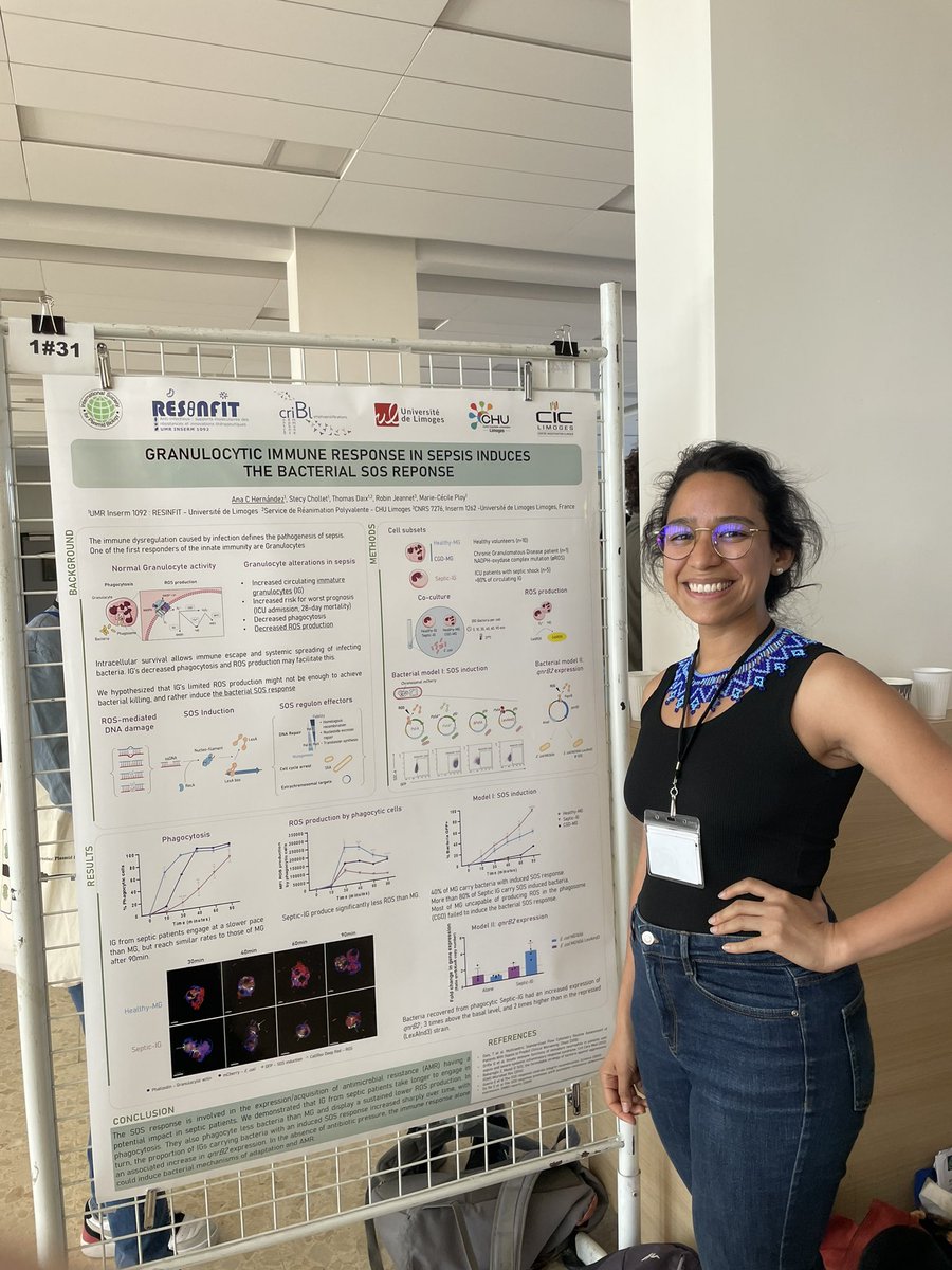 marie_ploy's tweet photo. Go to RESINFIT’S posters at the #PlasmidBiology2022 meeting. 👏Aurelien Fauconnier, Sandra Da Re and Ana Catalina Hernandez. Everything you want to know about ISCR elements, #integron regulation in #biofilm and bacterial stress  in #sepsis.  #AMR @unilim @inserm @CHULimoges https://t.co/n4gsjShxgU