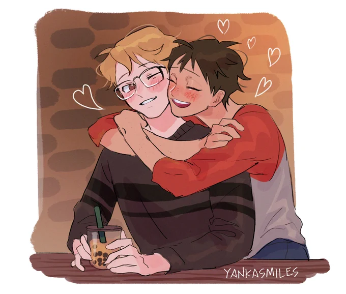 daisuga and tsukkiyama requested by codie (@/codiesaysthings) !  back hugs are always good yes 