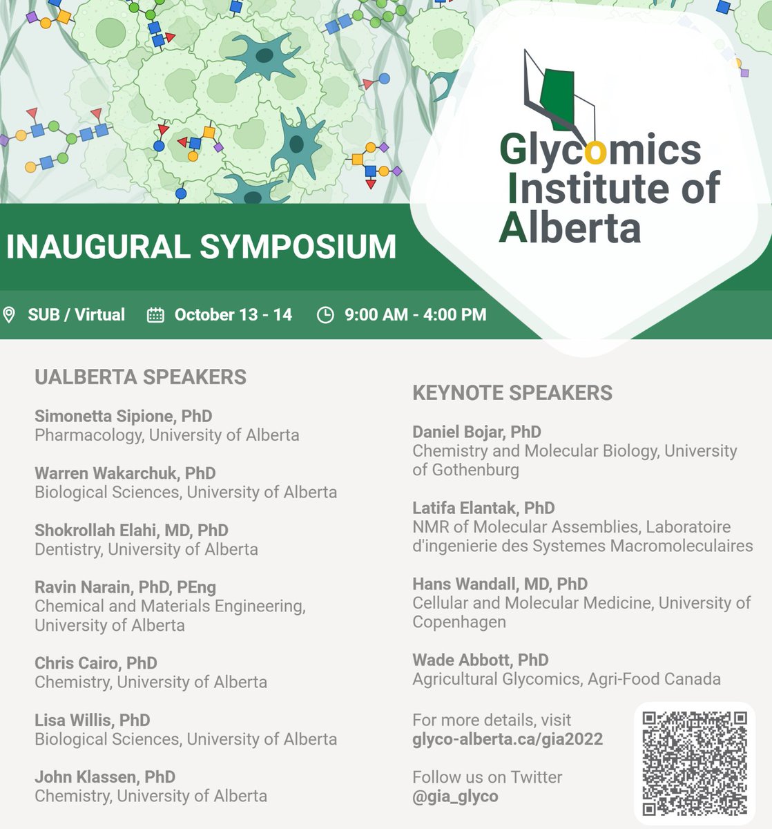 Mahal_Lab's tweet photo. Excited for the Glycomics Institute of Alberta launch symposium this October, headed by Dr. Lara Mahal @glycocode @ualbertaScience 🎉 Visit our site to register today https://t.co/cqtzjVfSAP