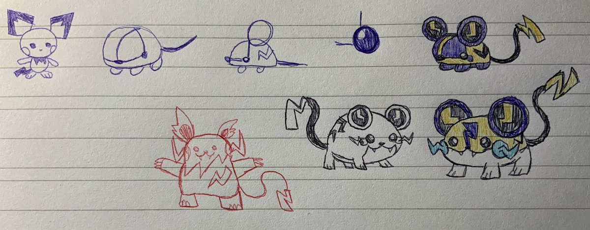 twpl_logan's tweet photo. Little sketches for my redesigns of #Pichu, #Pilachu, and #Raichu. Is there anything you’d wanna change here? Let me know in the replies. https://t.co/hkbdDrlSgx