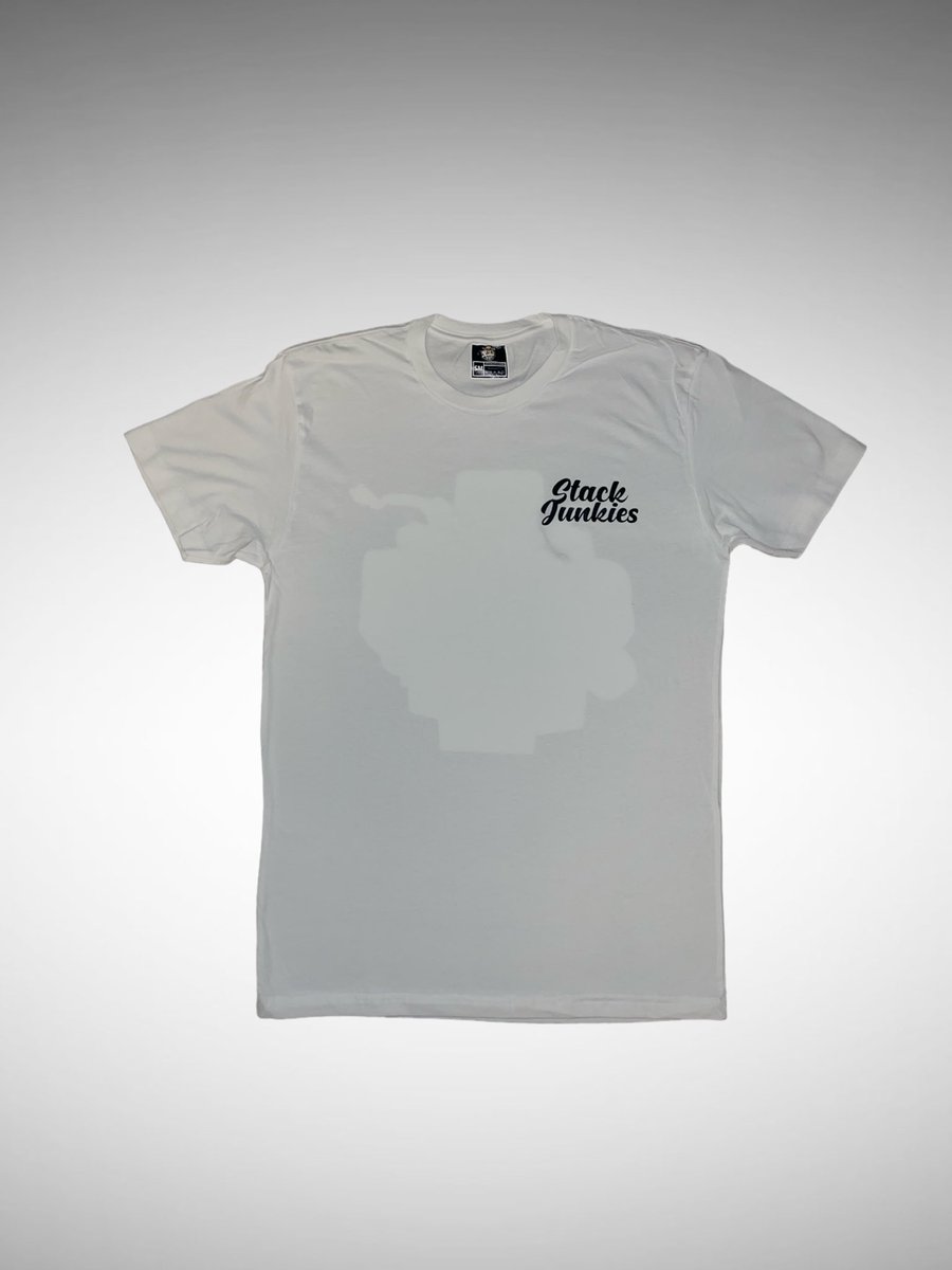 StackTheBrand's tweet image. Stack Junkies White Ts AVAILABLE NOW #GO 🚦📲