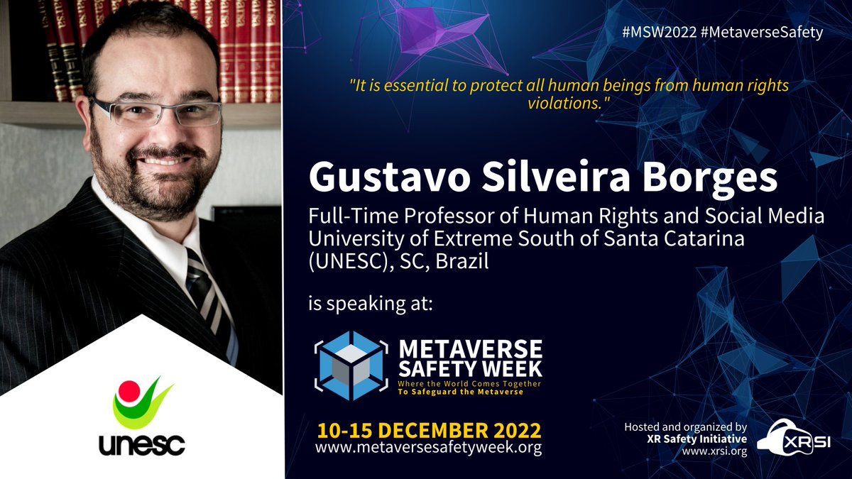 We are delighted to announce <a href="/gustavo78borges/">Gustavo Borges</a>, Professor of Human Rights and Social Media at UNESC, Brazil as a speaker for #MSW2022

He is a part of <a href="/wef/">World Economic Forum</a> Global Coalition of Digital Safety &amp; the Metaverse Initiative. 

Sign up to meet him at the event 👉 tinyurl.com/4cyzahbe