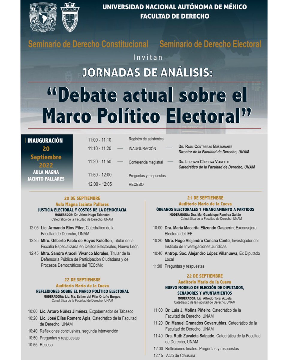 DeElectoralUNAM's tweet photo. Atenta invitación: “Debate actual sobre el Marco Político Electoral” https://t.co/kI5NySWOqt