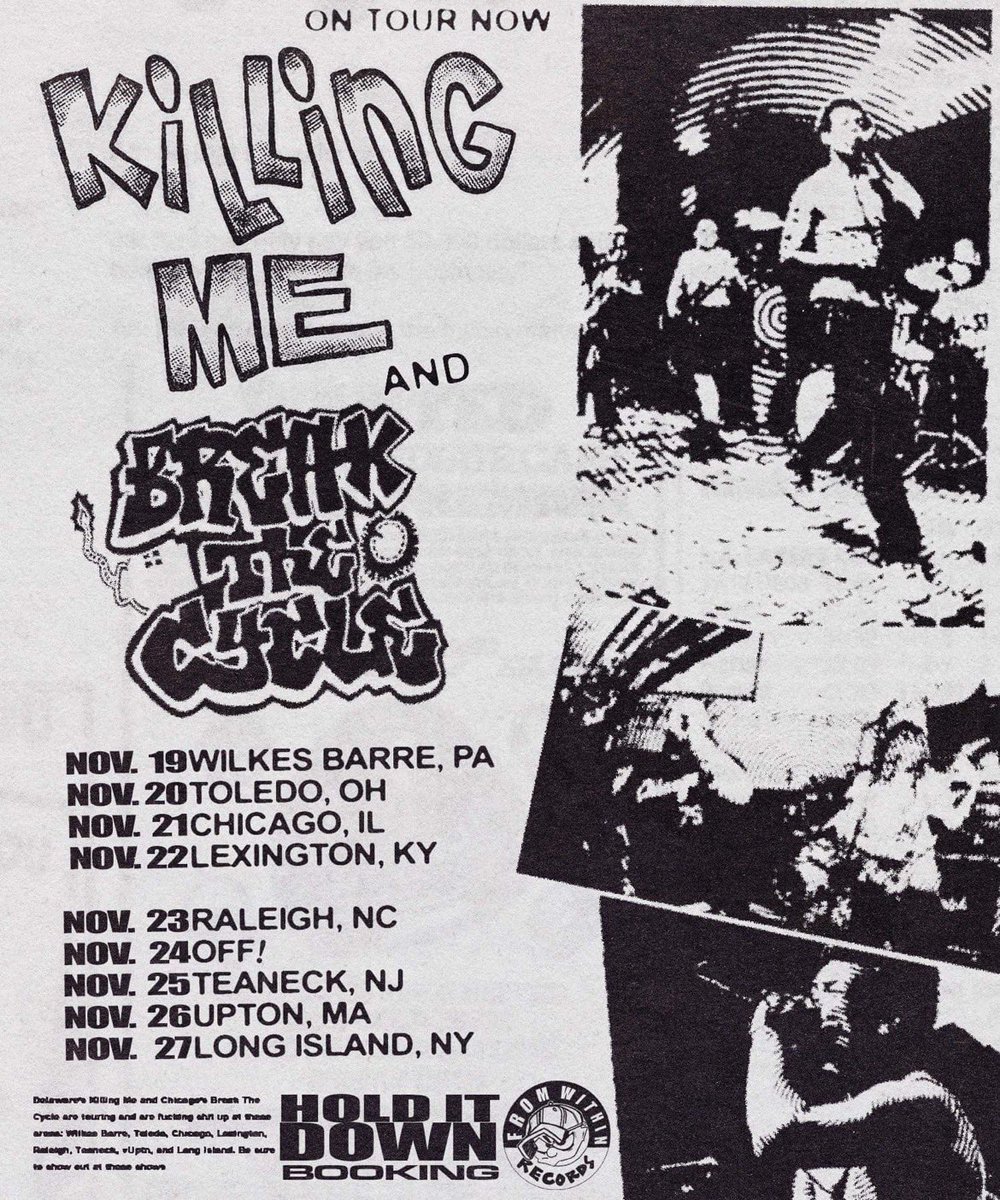BTC 🤝 Killing Me Midwest/ Northeast Tour this November !! Thank you Hold It Down Booking & @fromwithinrecs for setting up this insane run 🔥🙏 See you soon 🫡