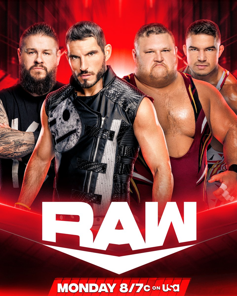 WWE's tweet photo. Two former #WWENXT Champions in @FightOwensFight and @JohnnyGargano take on @WWEGable and @otiswwe of #AlphaAcademy next week on #WWERaw! https://t.co/Y3TPazgk8O