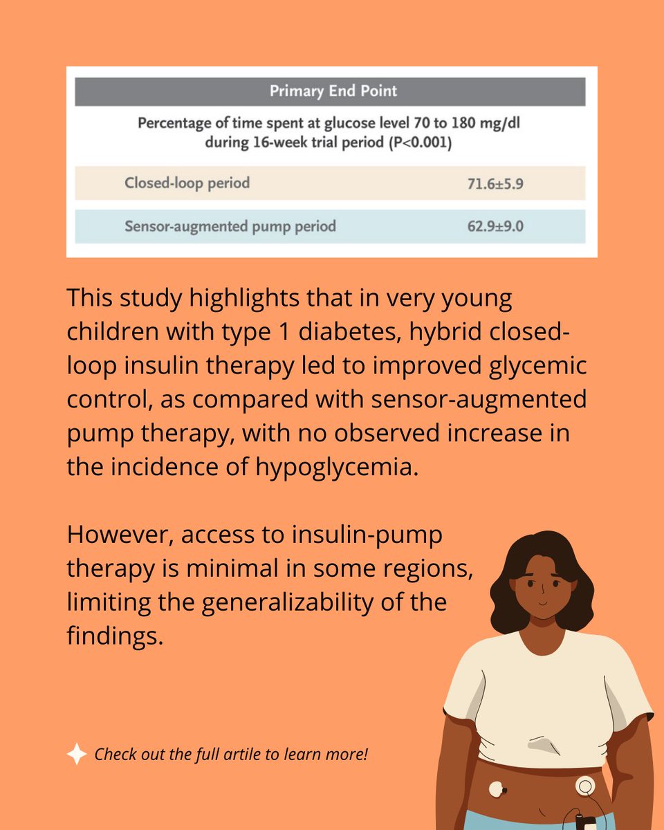 We're starting a "What's New in Paediatrics" Series where we'll summarize recently published research in pediatrics! ✨ For this month, we're focusing on Type 1 Diabetes management in very young children. Check out the full article to learn more! www-nejm-org.ucd.idm.oclc.org/doi/full/10.10…