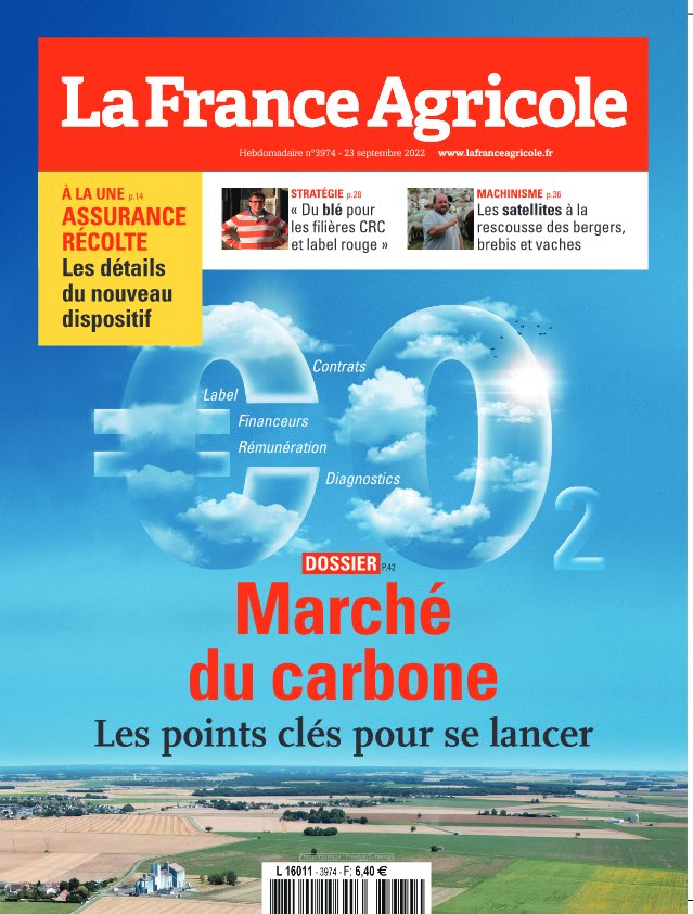 Dans le prochain numéro de La France Agricole, toutes les clés pour se frayer un chemin jusqu’aux crédits carbone. 12 pages pour y voir plus clair car le sujet est plutôt complexe !