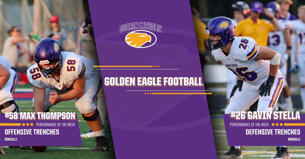 GCGoldenEagleFB's tweet photo. It's #TrenchesTuesday! Congrats to our performers of the week in the trenches against Roncalli.
#TrenchesTuesday
@GCHS_Athletics
@GCHSFBCoach @GECBoosters
@Guerincatholic @GCHS_Strength
@GCHS_AT @GCHSBoysLax https://t.co/vdY6P2aDhT
