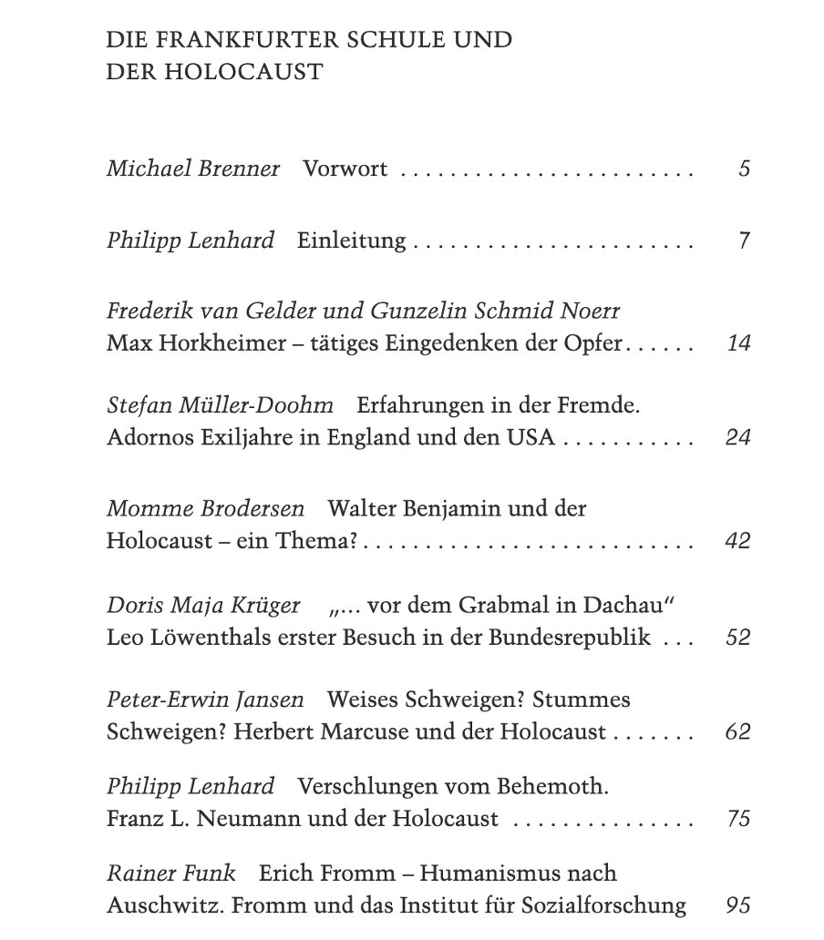 PhilippLenhard's tweet photo. Der von mir edierte Band der "Münchner Beiträge zur Jüdischen Geschichte und Kultur" zum Thema "Die Frankfurter Schule und der Holocaust" wird Ende Oktober erscheinen. Hier schon mal die Inhaltsangabe als Teaser: https://t.co/Ls65X64Xot
