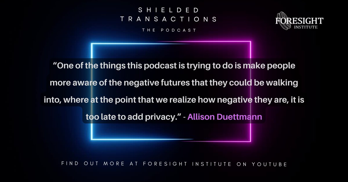 foresightinst's tweet photo. Are you caught up on our first two episodes of the privacy podcast #ShieldedTransactions?
Watch the latest episode here: https://t.co/mh5Jy6xtgU https://t.co/Nqbq0Fthtg