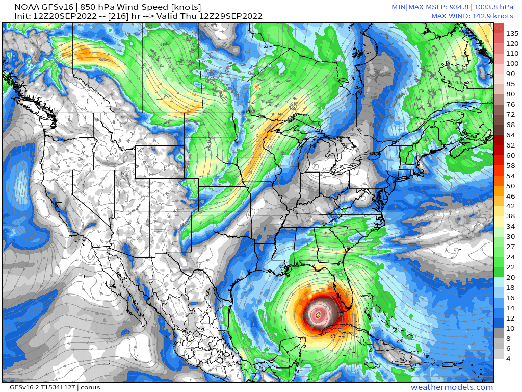 RyanWeather's tweet photo. NOAA GFS 12 UTC weather model update develops a powerful hurricane in the Caribbean -- and moves into Gulf of Mexico.

Confidence is high (ensemble support) of Invest 98L into named tropical storm.

🚩We have NO confidence in impact details except the time frame:  mid next week. https://t.co/ouAfXPPNPo