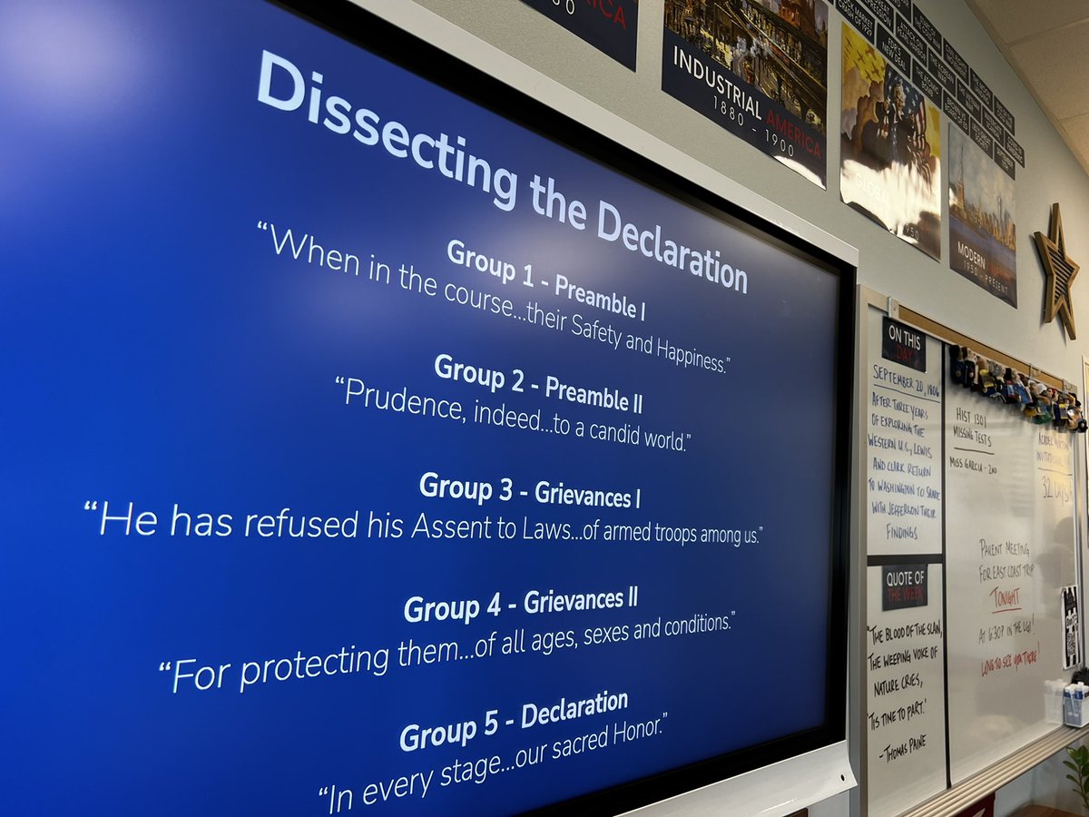 MrNesossi's tweet photo. Time to declare independence! These @PaetowHS Dual Credit historians are turning the Founders’ Declaration into 2022 vernacular. So fun to see what they come up with! #BringHistoryAlive 🇺🇸 @KISDSocStudies @WeAreHCCS https://t.co/6qniYmBKnN