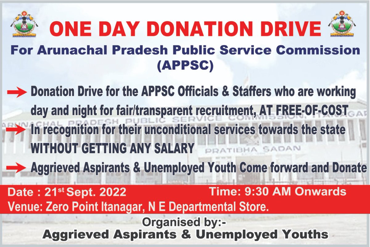 PremTaba's tweet photo. Upon learning that APPSC does not give salary its employees, thereby making them sell question papers for livelihood; Few like-minded Berozghaar youths are raising funds for them tommorrow. Coins are most welcome. The money will be handed to APPSC for smooth office functioning. https://t.co/y4HuAPEBph