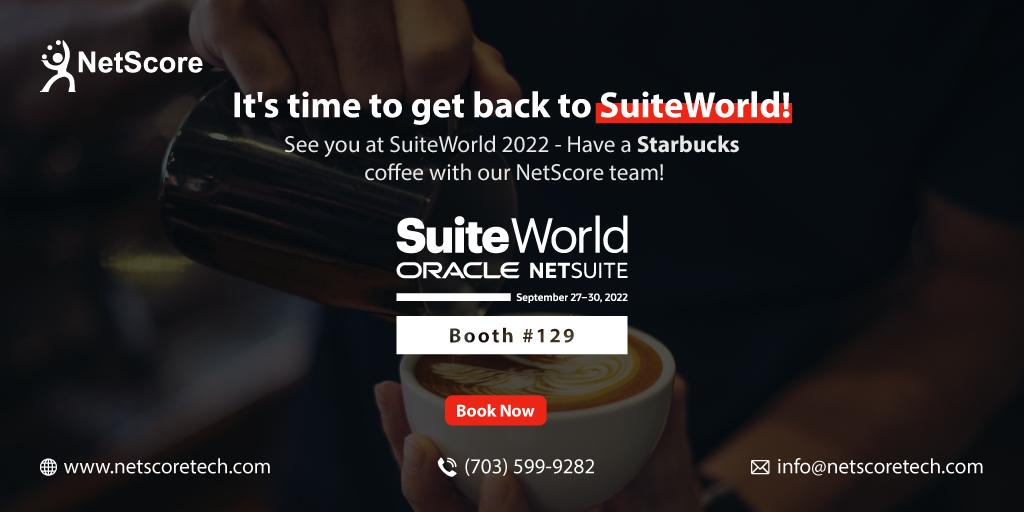 NetScoreTech's tweet image. Our #NetScore team will be at @NetSuite #SuiteWorld next week, have a coffee with our team! Is anyone else planning to attend?
Las Vegas, USA, September 27-30,
Booth #129.
Book NetScore Appointment here: bit.ly/3S1g6bp
#SuiteWorld #CloudERP #ERP #ERPSoftware
